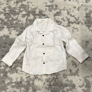 H&M 12-18 month Classic White Kids tuxedo formal Shirt with black buttons